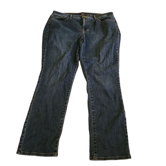 NYDJ Womens Sheri Slim Leg Jeans 14 Petite 14P Cooper Blue LiftxTuck‎ Stretch - Picture 1 of 10